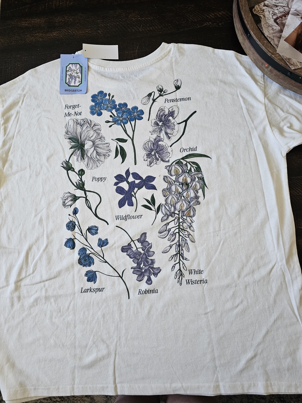 Bridgerton 'Let Love Bloom' White Graphic Tee - Picture 6 of 6